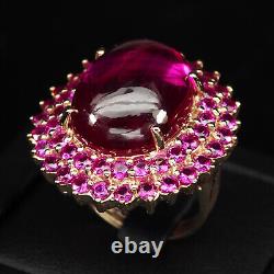 Luxurious Blood Red Ruby Cabochon Rare 20Ct 925 Sterling Silver Handmade Rings