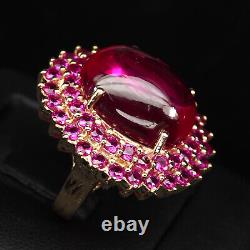 Luxurious Blood Red Ruby Cabochon Rare 20Ct 925 Sterling Silver Handmade Rings