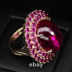 Luxurious Blood Red Ruby Cabochon Rare 20Ct 925 Sterling Silver Handmade Rings