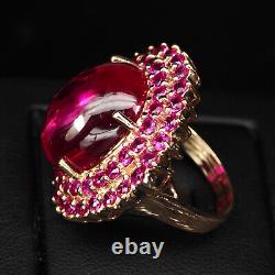 Luxurious Blood Red Ruby Cabochon Rare 20Ct 925 Sterling Silver Handmade Rings