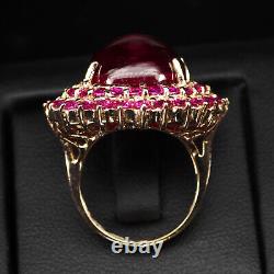 Luxurious Blood Red Ruby Cabochon Rare 20Ct 925 Sterling Silver Handmade Rings