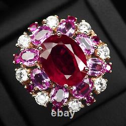 Luxurious Blood Red Ruby Tourmaline 20.20Ct 925 Sterling Silver Handmade Rings