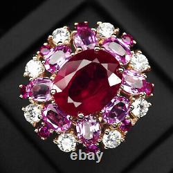 Luxurious Blood Red Ruby Tourmaline 20.20Ct 925 Sterling Silver Handmade Rings