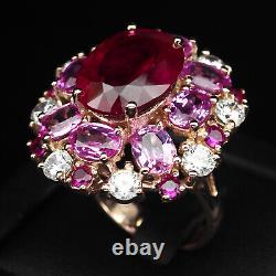 Luxurious Blood Red Ruby Tourmaline 20.20Ct 925 Sterling Silver Handmade Rings