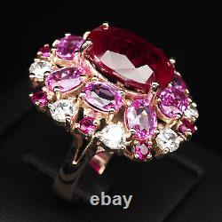 Luxurious Blood Red Ruby Tourmaline 20.20Ct 925 Sterling Silver Handmade Rings