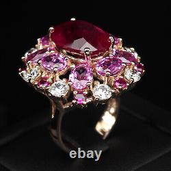 Luxurious Blood Red Ruby Tourmaline 20.20Ct 925 Sterling Silver Handmade Rings