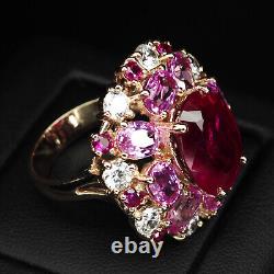 Luxurious Blood Red Ruby Tourmaline 20.20Ct 925 Sterling Silver Handmade Rings