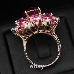 Luxurious Blood Red Ruby Tourmaline 20.20Ct 925 Sterling Silver Handmade Rings