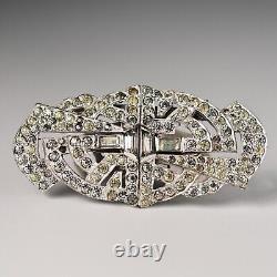 MAZER Antique Original Vintage Rhinestone Deco Duette Brooch Double Dress Clips