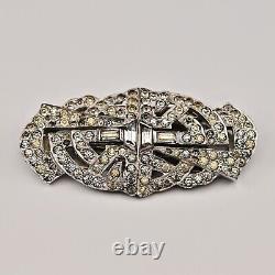 MAZER Antique Original Vintage Rhinestone Deco Duette Brooch Double Dress Clips