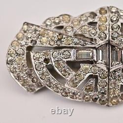 MAZER Antique Original Vintage Rhinestone Deco Duette Brooch Double Dress Clips