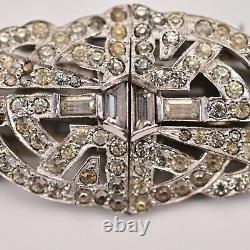 MAZER Antique Original Vintage Rhinestone Deco Duette Brooch Double Dress Clips