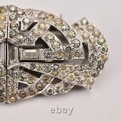 MAZER Antique Original Vintage Rhinestone Deco Duette Brooch Double Dress Clips