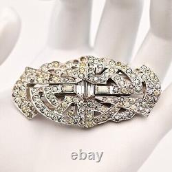 MAZER Antique Original Vintage Rhinestone Deco Duette Brooch Double Dress Clips