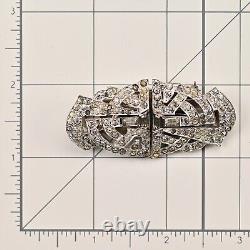 MAZER Antique Original Vintage Rhinestone Deco Duette Brooch Double Dress Clips