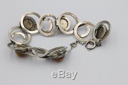 MINT RARE Antique Ernst Gideon Bek Silver and Amber Bracelet, Germany