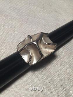 MJH Matti J Hyvarinen Finland Sterling Silver Mid Century Modern Brutalist Ring