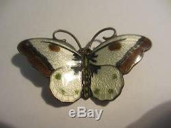 Magnificent Large 2 Hroar Prydz Norway Sterling Guilloche Enamel Butterfly #1