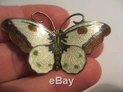 Magnificent Large 2 Hroar Prydz Norway Sterling Guilloche Enamel Butterfly #1