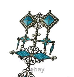 Marius Hammer Art Nouveau Silver Enamel Brooch Scandinavian Norwegian