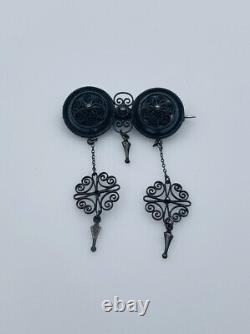 Marius Hammer Norway Antique 830 Silver Filigree Dangle Pin