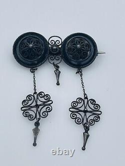 Marius Hammer Norway Antique 830 Silver Filigree Dangle Pin