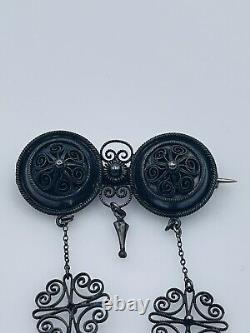 Marius Hammer Norway Antique 830 Silver Filigree Dangle Pin