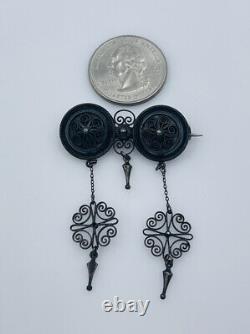 Marius Hammer Norway Antique 830 Silver Filigree Dangle Pin