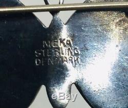 Meka Vintage Denmark Sterling Silver Yellow Enamel Butterfly Pin