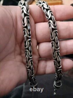 Men's 925 Sterling Silver 10mm Byzantine Chain Necklace 200 Grams 22 Not Scrap