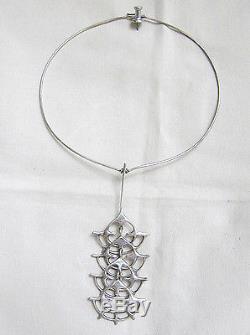 Mid Century Modern JUHLS Sterling Silver Brutalist Pendant/Necklace Norway