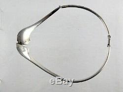 Mid Century Modern Poland Sterling Silver Choker Necklace Hinged Design MCM 40 G