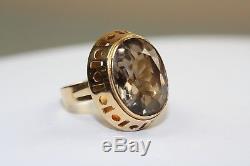 Modernist 1966 Finland Scandinavian 14K Gold Gemstone Ring Signed PLP Size 6.5