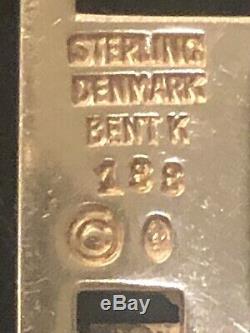 Modernist Bent Knudsen Denmark by hand #188 Jeweled Sterling Pendant &. Necklace