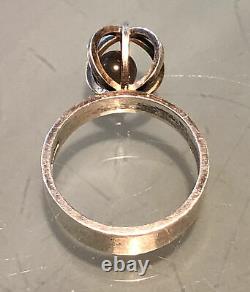 Modernist Elis Kauppi Kupittaan Kulta Sterling Silver Caged Sphere Ring Finland