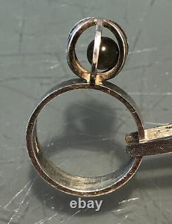 Modernist Elis Kauppi Kupittaan Kulta Sterling Silver Caged Sphere Ring Finland