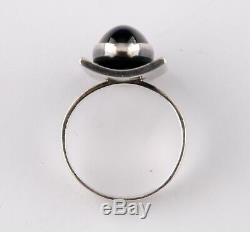 Modernist Ring Blue Niels Erik N. E. Denmark Sterling Silver. 925 Ring Size 9