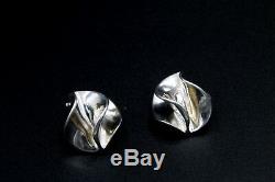 Modernist Sterling Silver Clip on Earrings by Hans Hansen 1960's Denmark