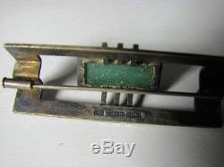 Modernist Sterling Silver Kupittaan Kulta Gemstone Gems Pin Brooch Vintage 60s