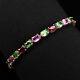 Muti Color Tourmaline Tsavorite 18.76Ct 925 Sterling Silver Handmade Bracelets