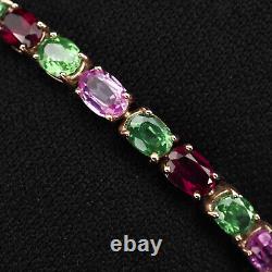 Muti Color Tourmaline Tsavorite 18.76Ct 925 Sterling Silver Handmade Bracelets