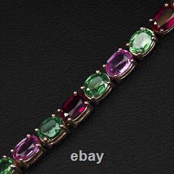 Muti Color Tourmaline Tsavorite 18.76Ct 925 Sterling Silver Handmade Bracelets