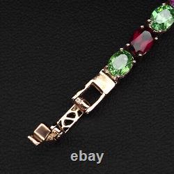 Muti Color Tourmaline Tsavorite 18.76Ct 925 Sterling Silver Handmade Bracelets