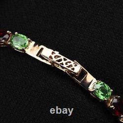 Muti Color Tourmaline Tsavorite 18.76Ct 925 Sterling Silver Handmade Bracelets