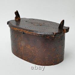 NORWEGIAN TINE BOX Scandinavian Bent Wood Folk Art Swedish Svepask