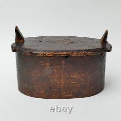 NORWEGIAN TINE BOX Scandinavian Bent Wood Folk Art Swedish Svepask