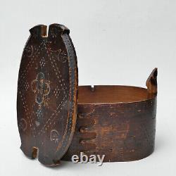 NORWEGIAN TINE BOX Scandinavian Bent Wood Folk Art Swedish Svepask