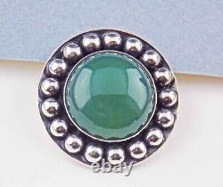 N. E. FROM 925S Chrysoprase Pin 1.25 Denmark Silver Brooch Niels Erik From 18.0g