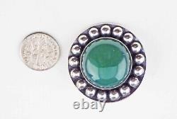 N. E. FROM 925S Chrysoprase Pin 1.25 Denmark Silver Brooch Niels Erik From 18.0g