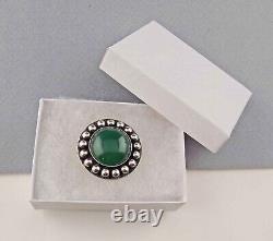 N. E. FROM 925S Chrysoprase Pin 1.25 Denmark Silver Brooch Niels Erik From 18.0g